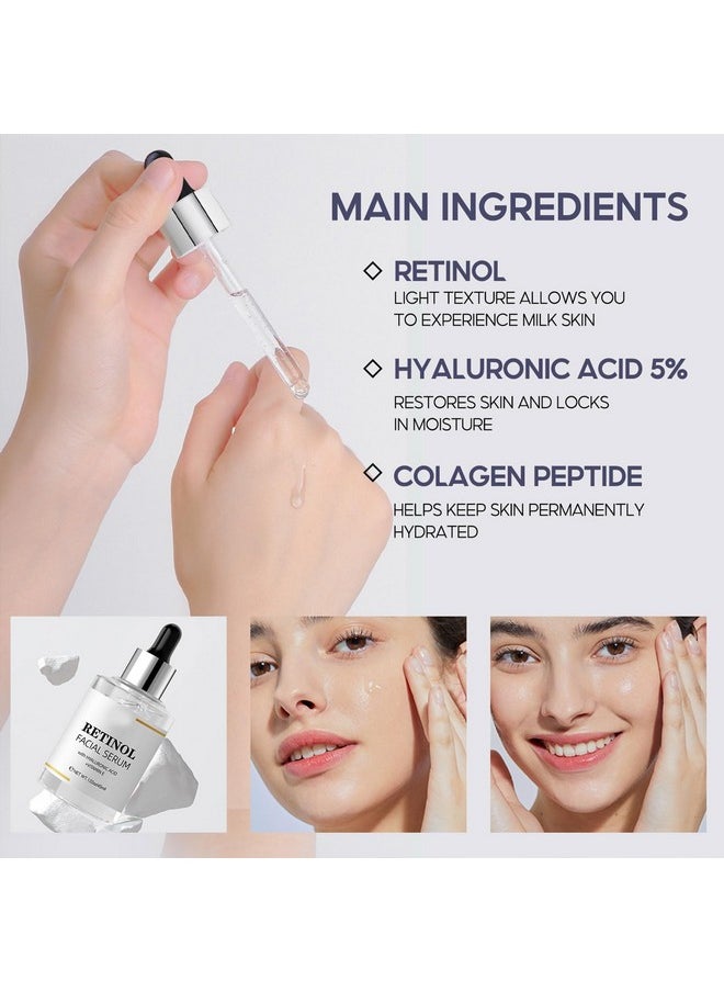 Grospe - Retinol Facial Serum, Retinol Serum for Face with Hyaluronic Acid + Vitamin E, Anti-Aging Serum Pore Tightener Fade Dark Spots Clinical Strength Formula (1.52 Oz) - Image 1