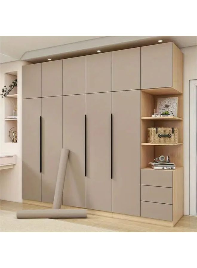 Matte Milk Tea Color Self Adhesive Vinyl Wallpaper Waterproof Wood Grain Textured 60x500cm - Image 4