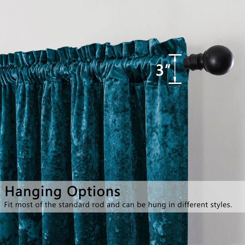 SMILETIME Tranquil Blue Crushed Velvet Curtains 52x84inch Rod Pocket Luxurious Thermal Insulated Soundproof Drapes Soft and Durable Light-Filtering Window Treatments for Living Room Bedroom, 2 Panels - Image 2