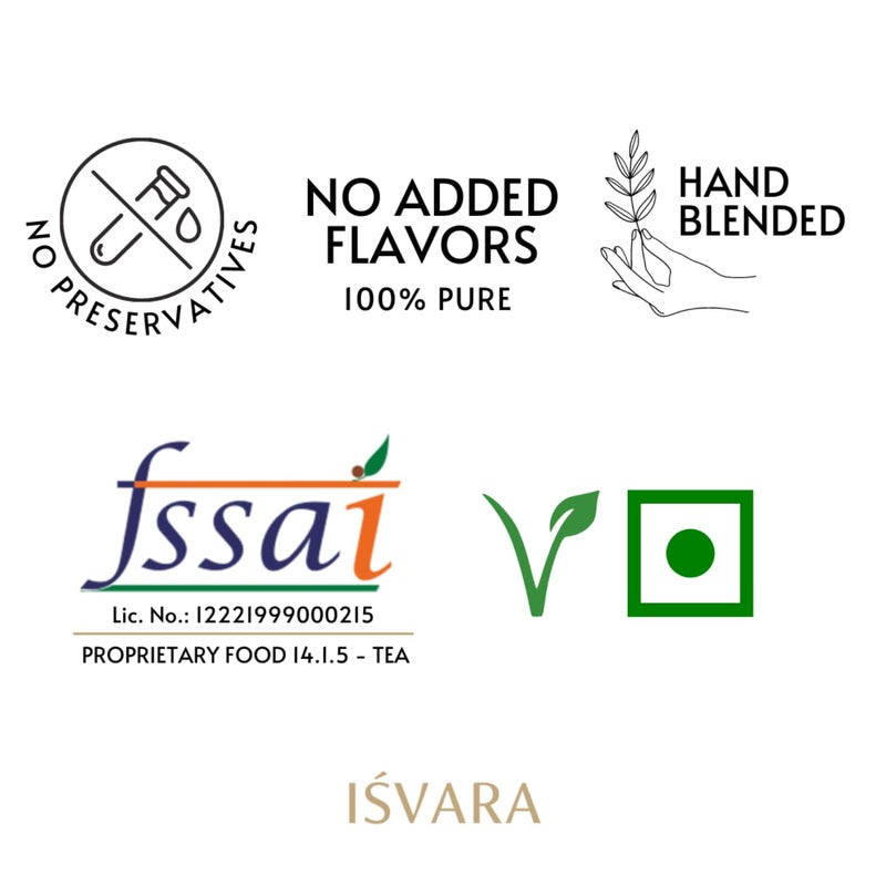 Isvara هدية شاي ISVARA - مجموعة هدايا شاي إيجابية، مجموعة من 6 أنواع شاي فريدة | كشميري كاهوا | سلة الأعشاب | حكاية شايين | | دمج أبيض | المشروب الملكي | سيمفونية التوابل | 90 جرام - Image 5