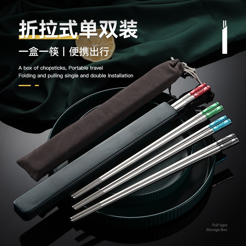 316 Stainless Steel Chopsticks Household Tableware Non-Slip And Mildew-Proof El Portable Student Creative Popular Restaurant Gift Chopsticks - Image 4