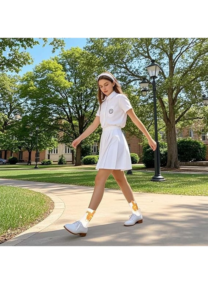 Barakah جوارب قطط ثلاثية الأبعاد، جوارب حيوانات، جوارب قطنية ناعمة مضحكة مع آذان بوم بوم للراحة والأناقة، قابلة للتنفس والتمدد للنساء هدايا المكتب المنزلي، 3 قطع (2 أبيض + 1 أسود) - Image 5