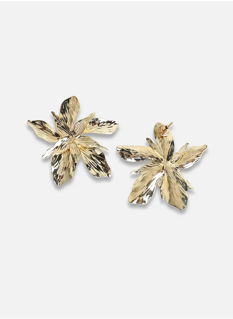 SOHI Metallic Flora Drop Earrings