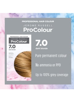 Jerome Russell ProColour Dark Blonde 7.0 Permanent Hair Colour Ammonia Free Hair Dye for Full Grey Coverage Shine and Colour Retention with Brazil Nut Oil  - Image 2