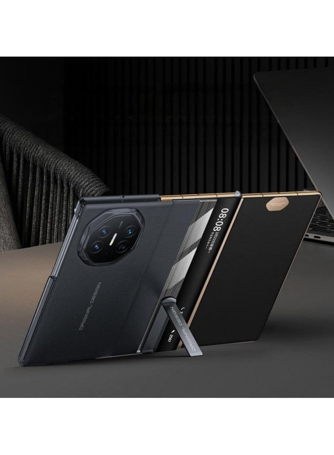Compatible with Huawei Mate XT Ultimate Case, Built in Metal Stand 【Support Magnetic Car Mount】 Magnet Leather Smart View Flip Cover Phone Cover for Men - Image 2
