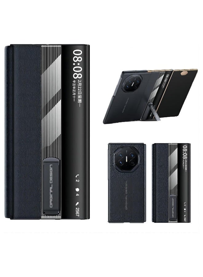 Compatible with Huawei Mate XT Ultimate Case, Built in Metal Stand 【Support Magnetic Car Mount】 Magnet Leather Smart View Flip Cover Phone Cover for Men - Image 4