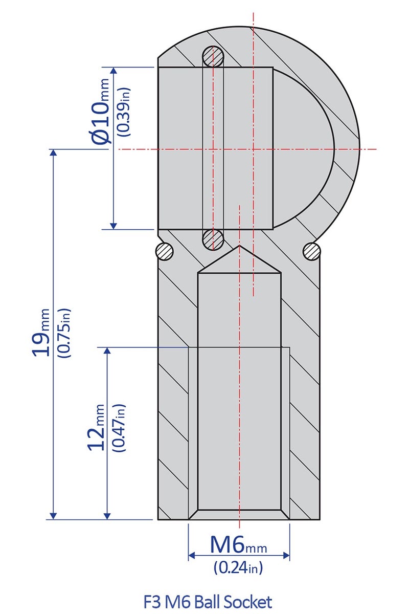 Bansbach Easylift 27940 F3 M6 Ball Socket Endfitting, Steel, Right Hand Thread - Image 2