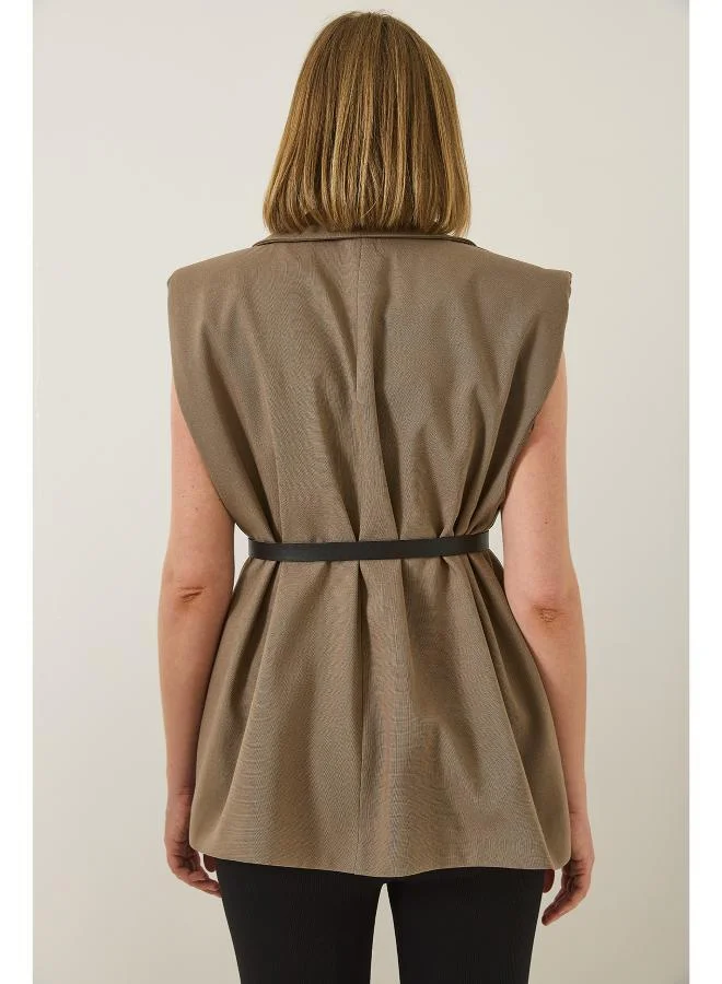 جينجر صدرية طويلة مفصلة بحزام