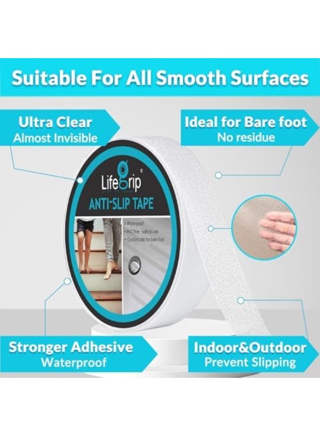 Anti-Slip Clear Tape, High Friction, Strong Grip, Non-Slip Traction Tape for Bathtubs, Boats, Stairs, Clear, Soft, Barefoot Comfortable (1" Wide x 16.4' Long) - Image 5