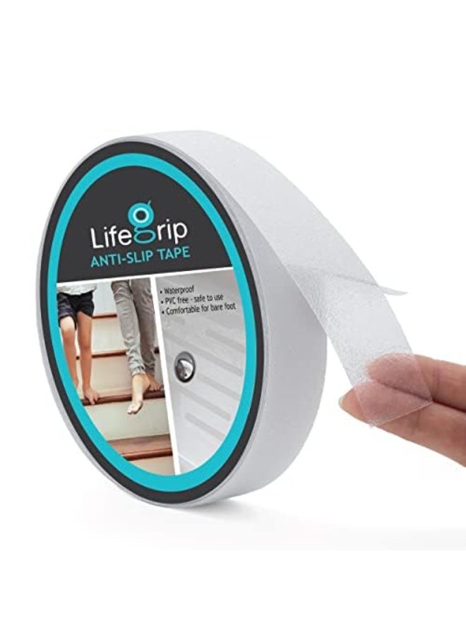 Anti-Slip Clear Tape, High Friction, Strong Grip, Non-Slip Traction Tape for Bathtubs, Boats, Stairs, Clear, Soft, Barefoot Comfortable (1" Wide x 16.4' Long) - Image 1