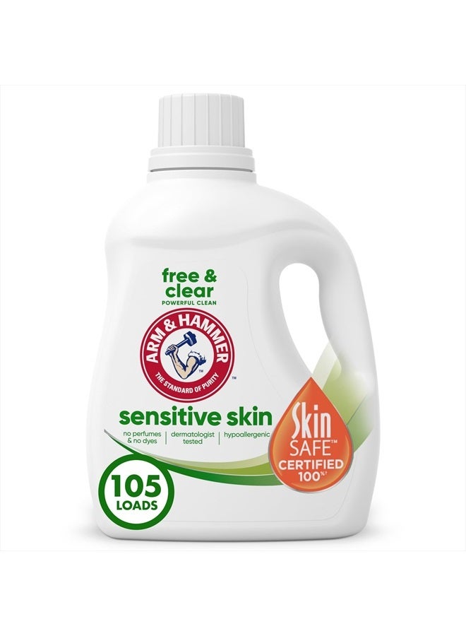 Arm & Hammer Sensitive Skin Free & Clear, 105 Loads Liquid Laundry Detergent, 105 Fl oz - Image 1