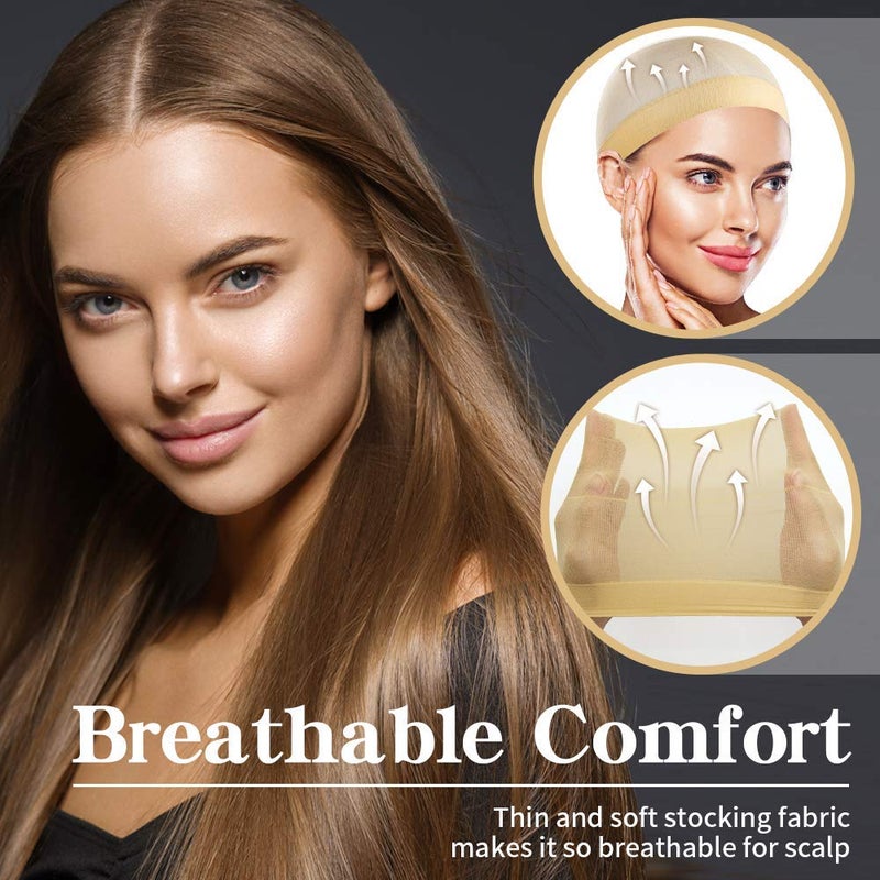 Dreamlover Beige Stocking Wig Caps for Women, 12 Pieces - Image 5