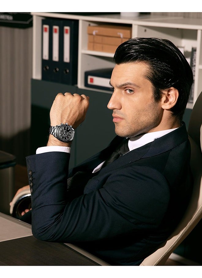 BENYAR - Watches for Men Analog Quartz Chronograph 30M Waterproof Luminous Big Face Men's Watches Business Work Sport Casual Fashion Designer Dress Men's Wrist Watches-Silver Black - Image 1