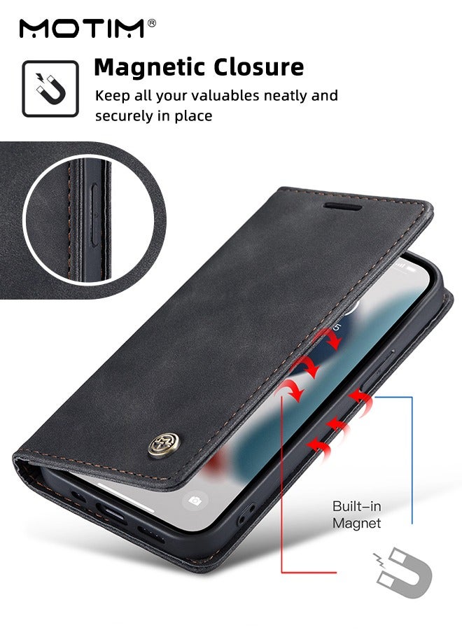 Motim iPhone 15 Case, Premium Leather Wallet Phone Case with Card Holder, Anti-Drop Phone Protective Case, Shockproof Case Cover, iPhone 15 Case with Stand  - Image 5