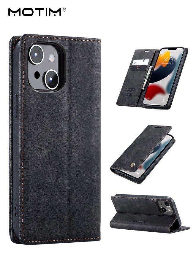 Motim iPhone 15 Case, Premium Leather Wallet Phone Case with Card Holder, Anti-Drop Phone Protective Case, Shockproof Case Cover, iPhone 15 Case with Stand  - Image 1