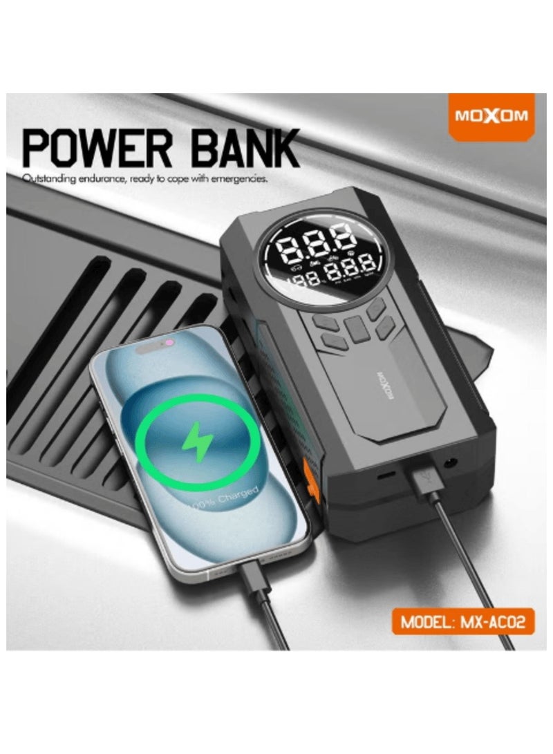 MOXOM MX-AC02 Multi-Functional Air Pump and Car Battery Jump Starter (8000mAh) - Image 3
