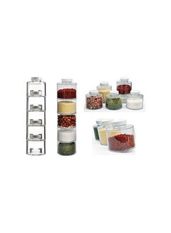Spice Box Spice Jar Spice Tower 6 Self Stacking Spice Bottles  - Image 2