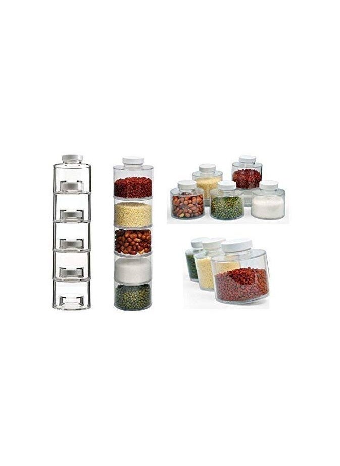 Spice Box - Spice Jar Spice Tower 6 Self Stacking Spice Bottles - Image 1