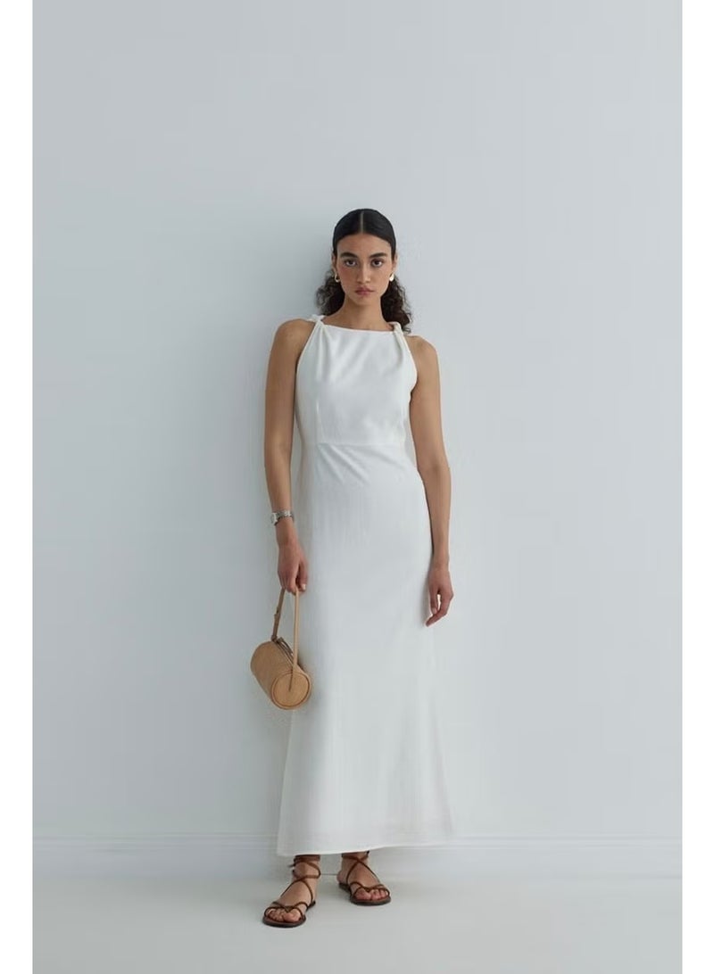 Suud Collection White Breeze Knotted Shoulder Dress - Image 1