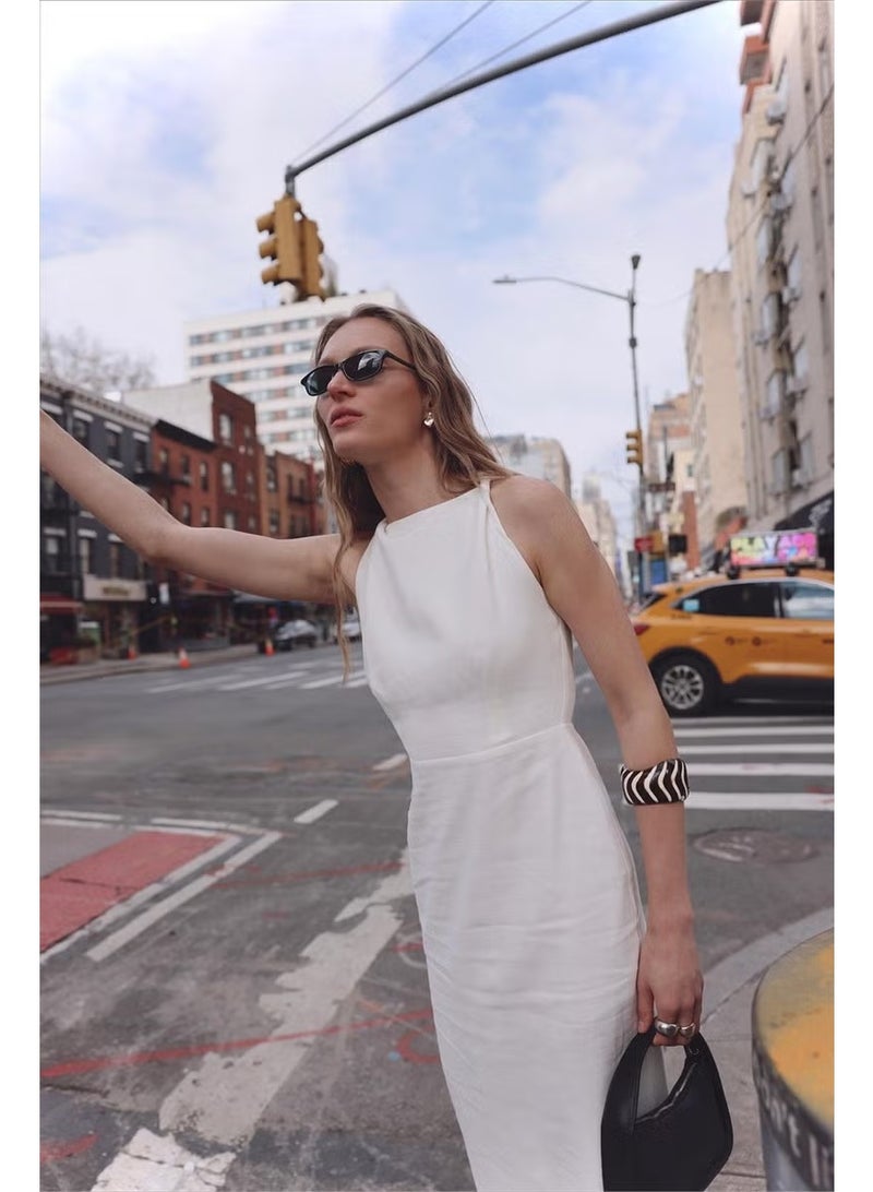 Suud Collection White Breeze Knotted Shoulder Dress - Image 2