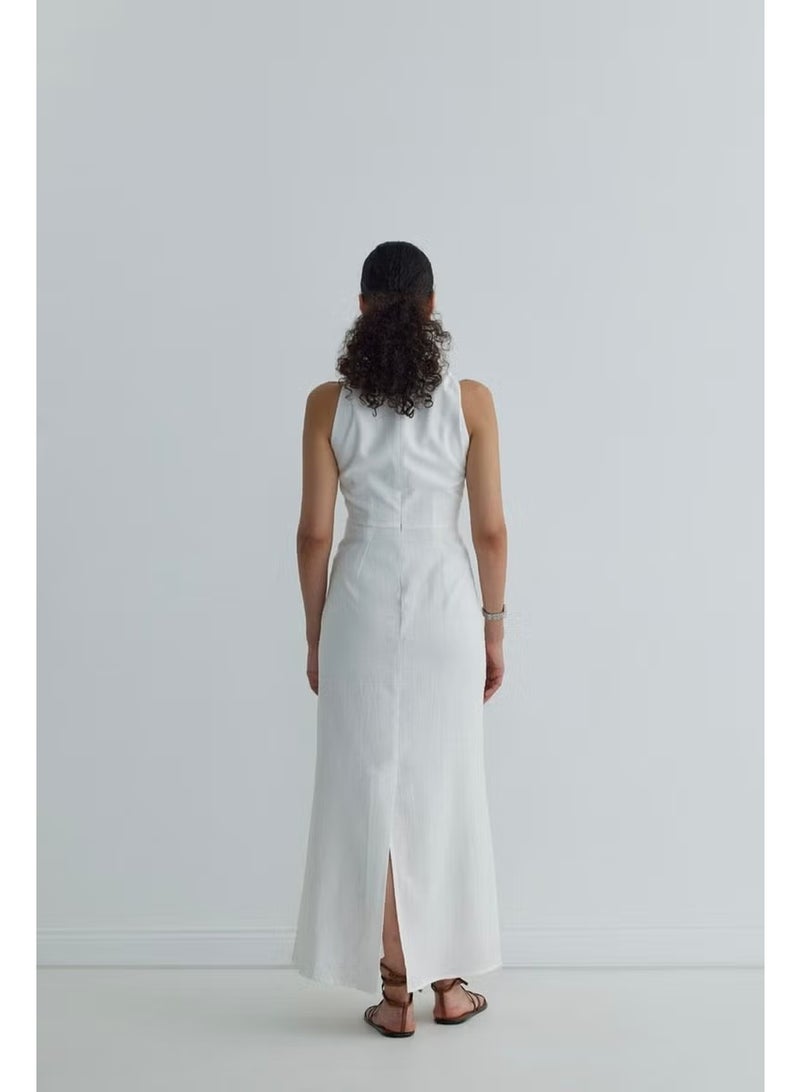 Suud Collection White Breeze Knotted Shoulder Dress - Image 4