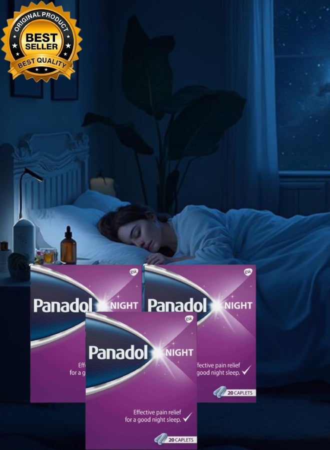 Panadol 3 Pieces Night 20 Tablets Effective Pain Relief - Image 1