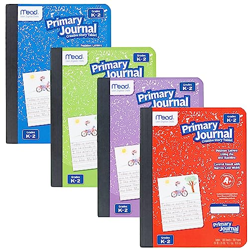 Mead Primary Journal, 4 Pack, Half Page Ruled, Grades K-2, 7-1/2" x 9-3/4", 100 Sheets per Journal, Assorted Colors (610051-ECM) - Image 2