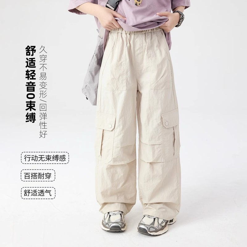 Girls' Pants Wide-Leg Pants Big Kids Children'S Casual Pants Spring Straight Cargo Pants - Image 3