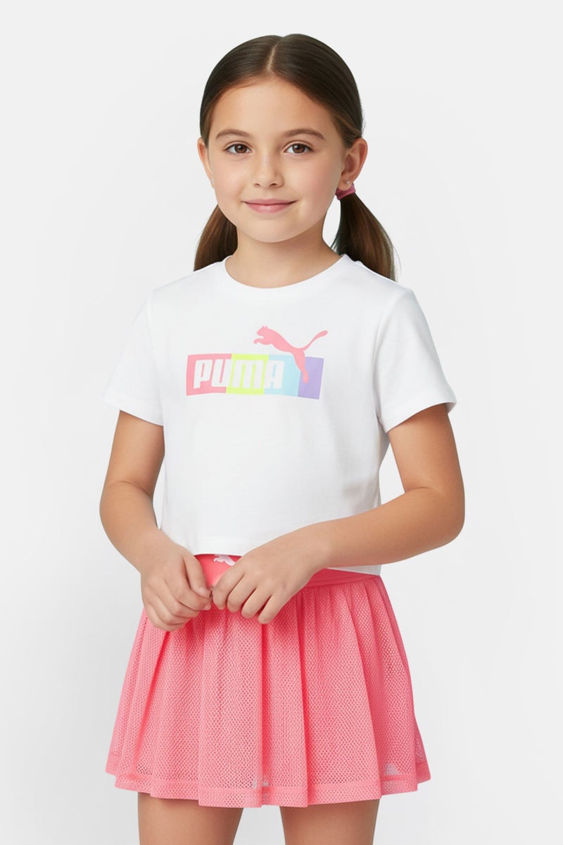 PUMA Kids Girl Brand Logo Short Sleeve T-Shirt And Shorts, Multicolor - Image 1