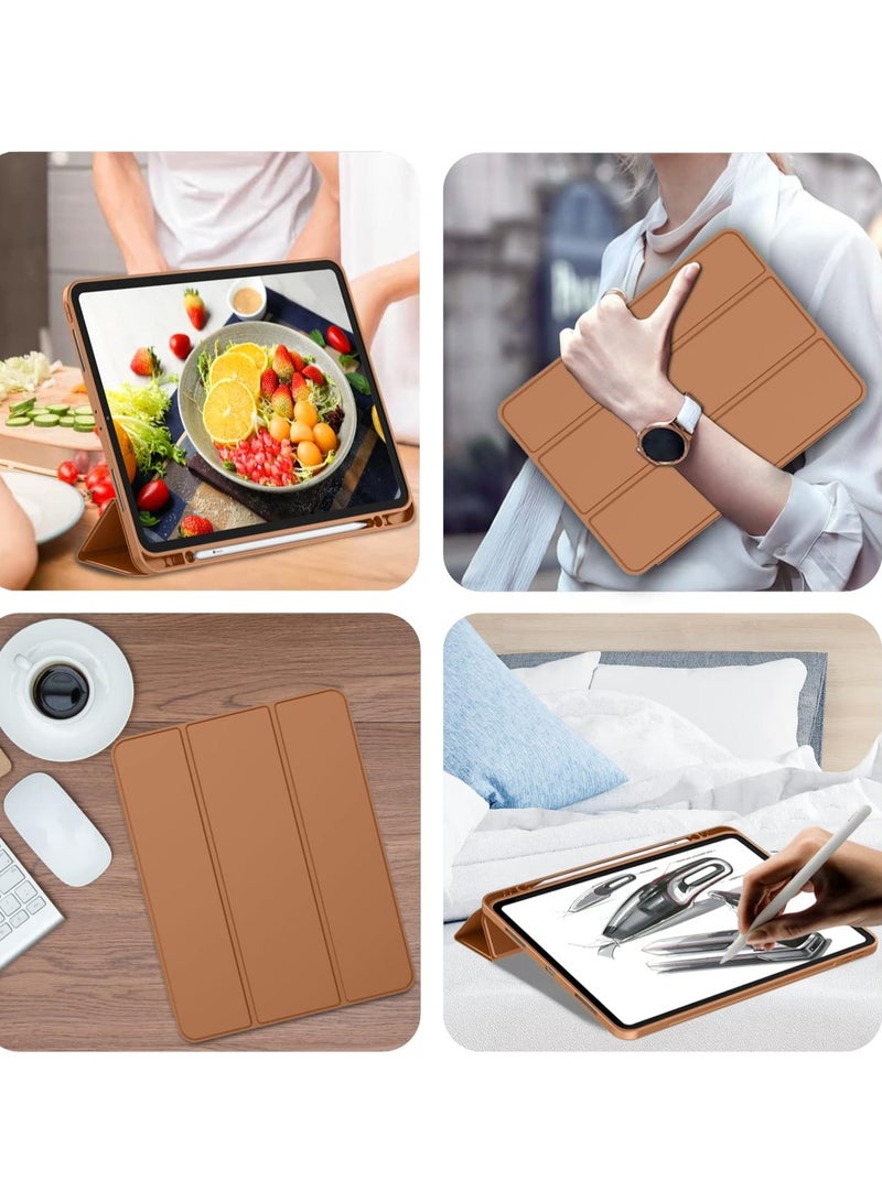 MIGOFAST IPad Pro 12.9 Case 2022(6th Gen)/2021(5th Gen) with Pencil Holder [Support iPad 2nd Pencil Charging/Pair Trifold Stand Smart Case with Soft TPU Back Auto Wake/Sleep Brown - Image 5