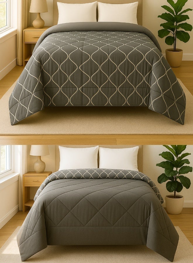 طيبة اشترى قطعه واحصل على الاخرى مجانا، لحاف دبل فيس وجهين، طيبه، تصميم دارك ويفز، قطعتين - Image 1