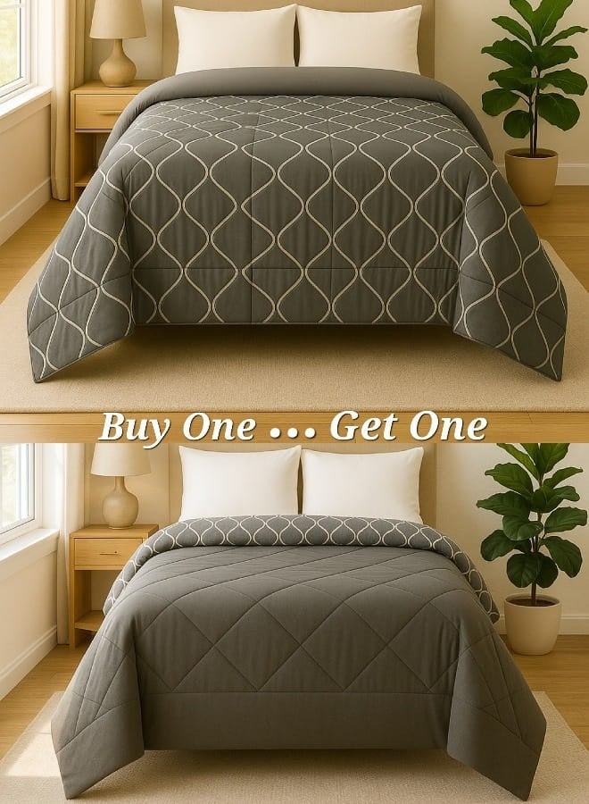 طيبة اشترى قطعه واحصل على الاخرى مجانا، لحاف دبل فيس وجهين، طيبه، تصميم دارك ويفز، قطعتين - Image 2