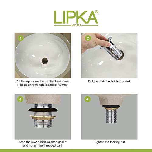 Lipka 5 Inches Full Thread Waste Coupling for Wash Basin | 304 Grade Stainless Steel | Rust-Proof, Chrome Finish | Heavy-Duty Waste Coupling for Bathroom Wash Basin Fitting | Wash Basin Coupling - Image 5