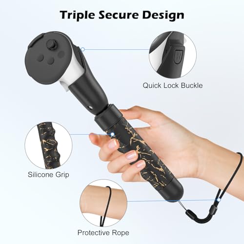 Rechale Upgraded Controller Extensions Gorilla Tag Long Arms for Meta Quest 3S/Quest 3 Beat Saber Handles Golf Club Attachment VR Sticks Controller Grips for Quest 3S/3 VR Gaming UG Accessories (Black Gold) - Image 4