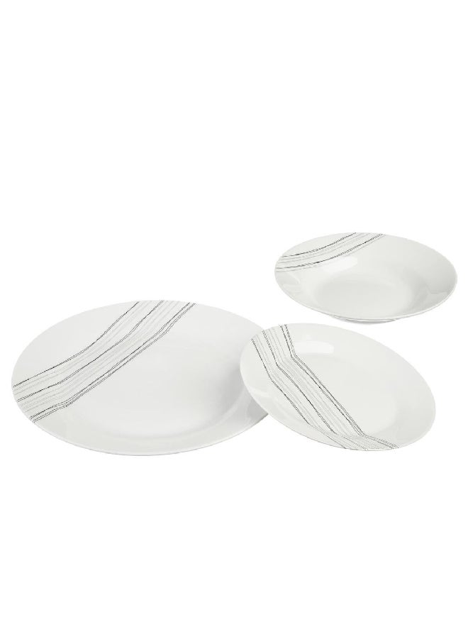Secret de Gourmet 18-Piece Porcelain Dinnerware Set White and Grey 2.5 x 27 x 27 cm 154269  - Image 1