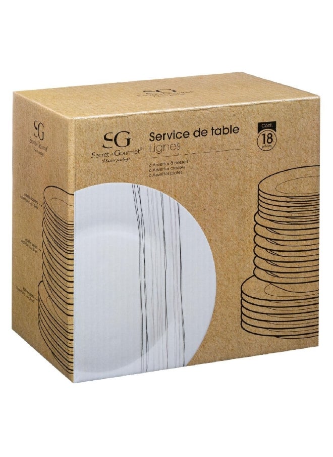 Secret de Gourmet 18-Piece Porcelain Dinnerware Set White and Grey 2.5 x 27 x 27 cm 154269  - Image 2