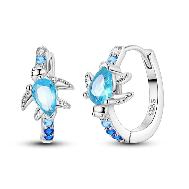 Hapour Small Earrings 925 Sterling Silver Colorful Cubic Zirconia Huggie Turtle Iris Butterfly CZ Hoops for Women Teens - Image 1