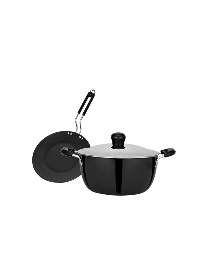 Chakmak Ares Hard Anodized Kadhai 3ltr and Tawa 25cm | 2 Pcs Cookware Set Combo Set - Image 2