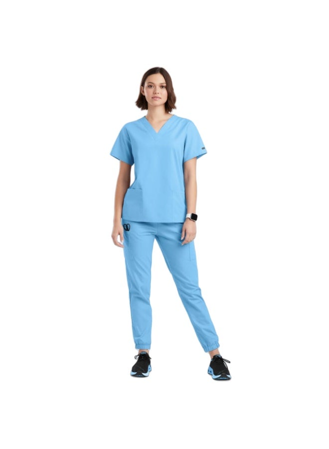 Loquat Womens Medical Scrubs Set Medical Uniform Set Light Blue - Image 1