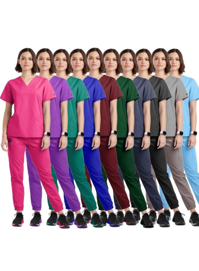 Loquat Womens Medical Scrubs Set Medical Uniform Set Light Blue - Image 3