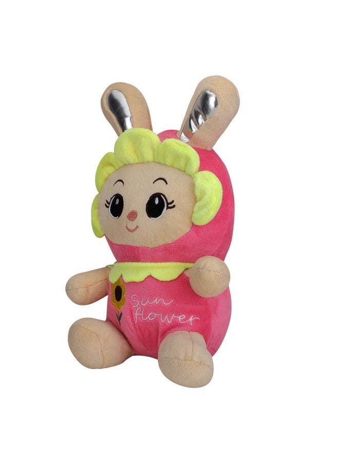 دير جوي دمية أرنب عباد الشمس اللطيفة/لعبة ناعمة بأذنين لامعتين/هدية للأولاد والبنات من DearJoy (وردي، 35 سم) - Image 3
