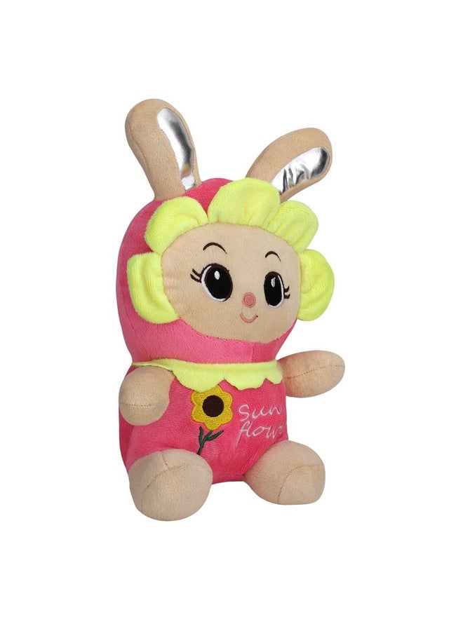 دير جوي دمية أرنب عباد الشمس اللطيفة/لعبة ناعمة بأذنين لامعتين/هدية للأولاد والبنات من DearJoy (وردي، 35 سم) - Image 2