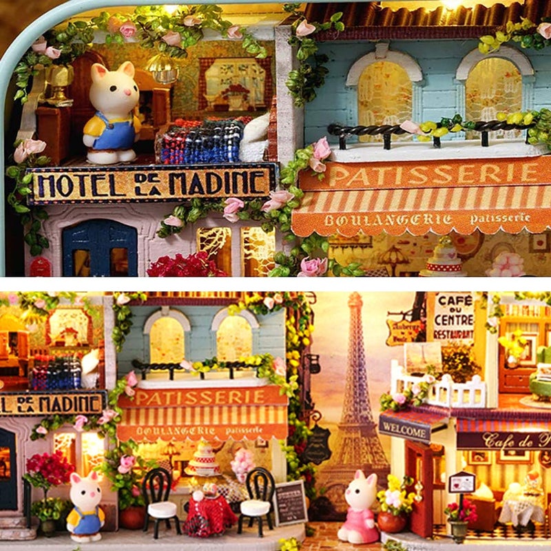 MAGQOO 3D Wooden Dollhouse Miniature DIY Doll House Kit with Furniture,1:24 DIY Box Theater Kit (Roaming in Paris) - Image 4