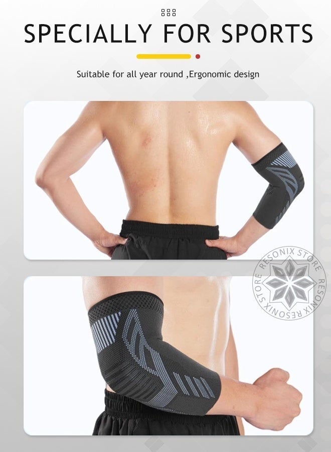 AZMARO 2PCS Elbow Brace Compression Sleeves, Silicone Anti-Slip Arm Support for Men & Women, Breathable Sweat-Wicking for Tendonitis, Tennis Elbow, Weightlifting & Sports — Size L - Image 5