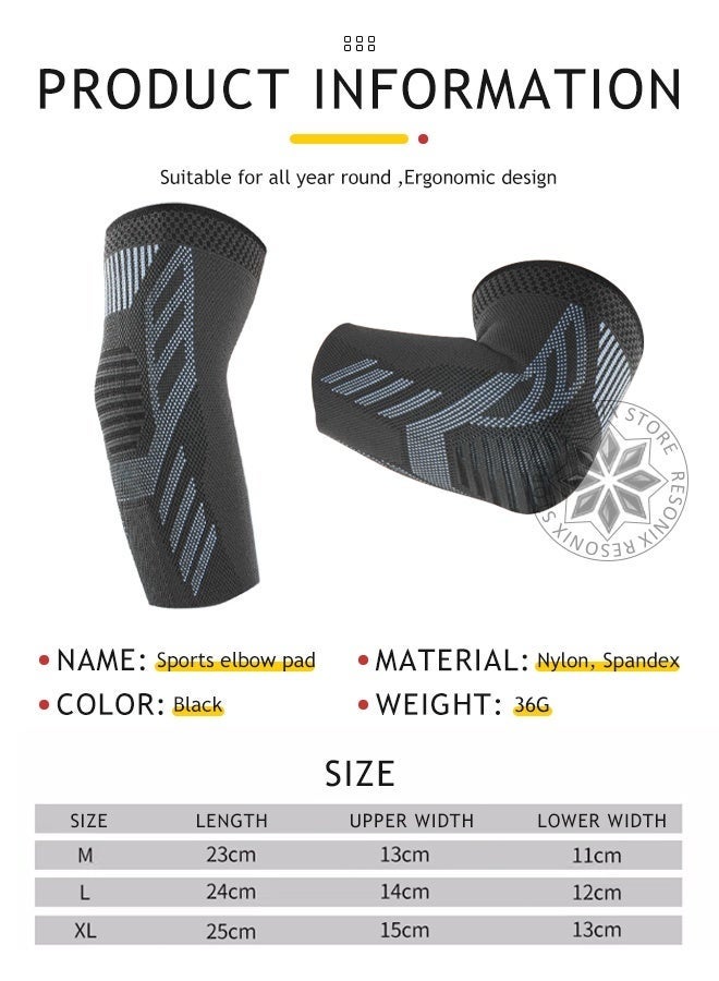 AZMARO 2PCS Elbow Brace Compression Sleeves, Silicone Anti-Slip Arm Support for Men & Women, Breathable Sweat-Wicking for Tendonitis, Tennis Elbow, Weightlifting & Sports — Size L - Image 2