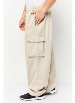 Originals by Brooklyn Cloth Men Regular Fit Embroidered Sweatpants, Beige  - Image 3