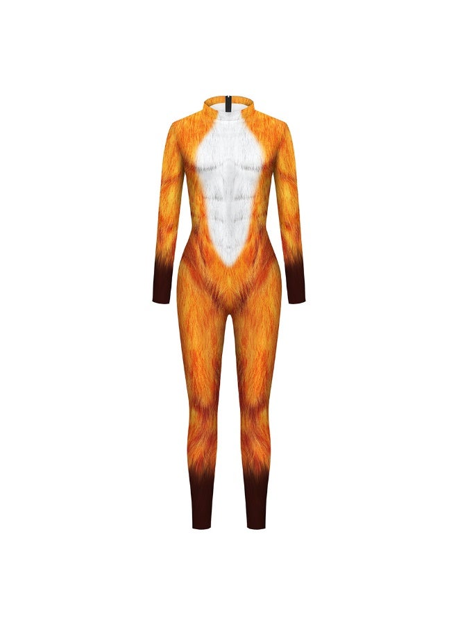 NIBEMINENT New Halloween men's and women's couple set, animal tiger skin cosplay leopard print digital print one-piece suit - Image 1