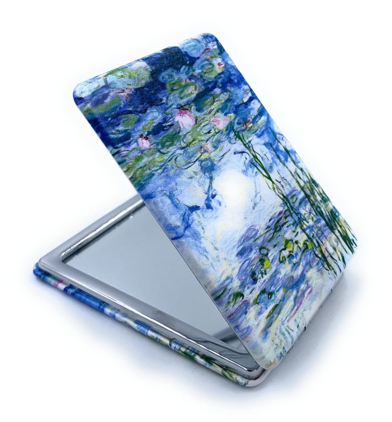 Aeisage Small Hand Mirror Rectangular Compact Magnifying Mirror Mini Pocket Mirror Purse Mirror Compact Travel Mirror Water Lilies Gifts For Women Monet - Image 3