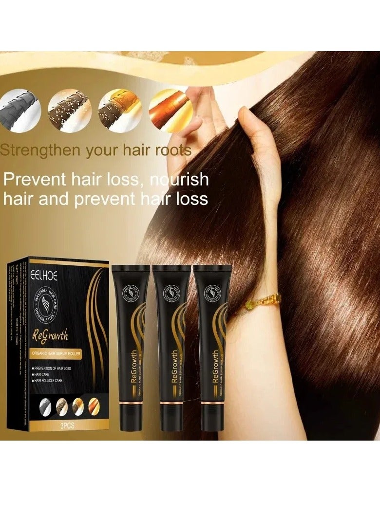 EELHOE سيروم عضوي لإعادة نمو الشعر، تدليك ثلاثي الأبعاد آمن وسلس، زيت علاج الشعر بمكونات طبيعية بيوتين لشعر أقوى وأسمك وأطول - Image 3
