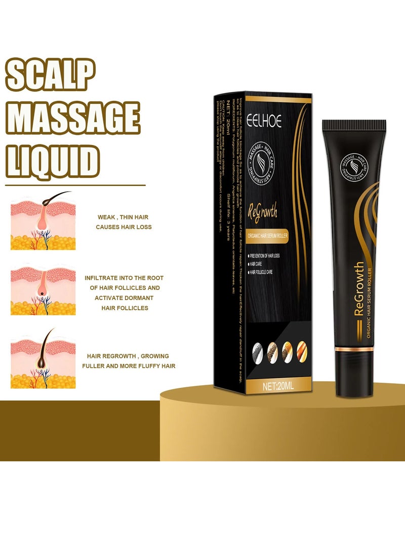 EELHOE سيروم عضوي لإعادة نمو الشعر، تدليك ثلاثي الأبعاد آمن وسلس، زيت علاج الشعر بمكونات طبيعية بيوتين لشعر أقوى وأسمك وأطول - Image 5